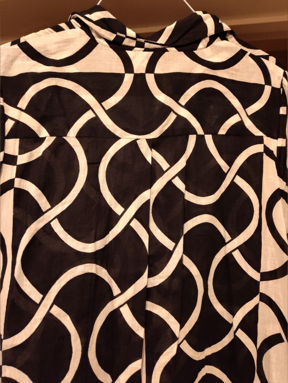 Black & White Swirl Print Button-Front Hi- Low Dress - Picture 8 of 11